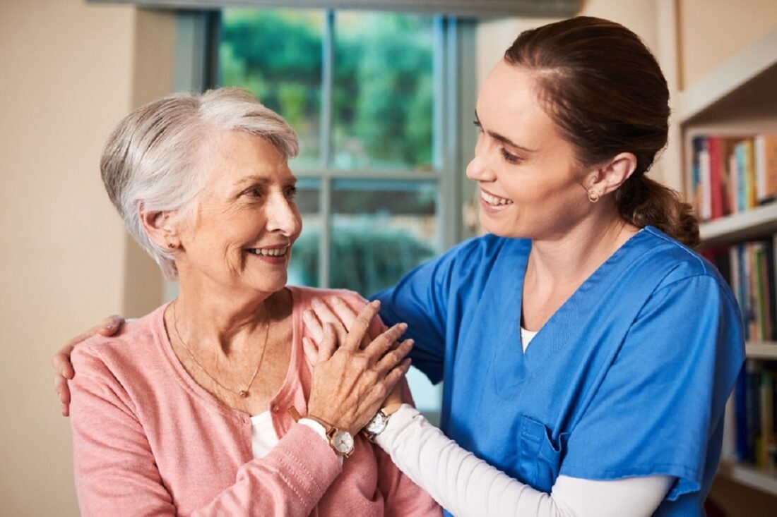 Nurse,,Senior,Woman,And,Smile,With,Support,At,Retirement,Home,