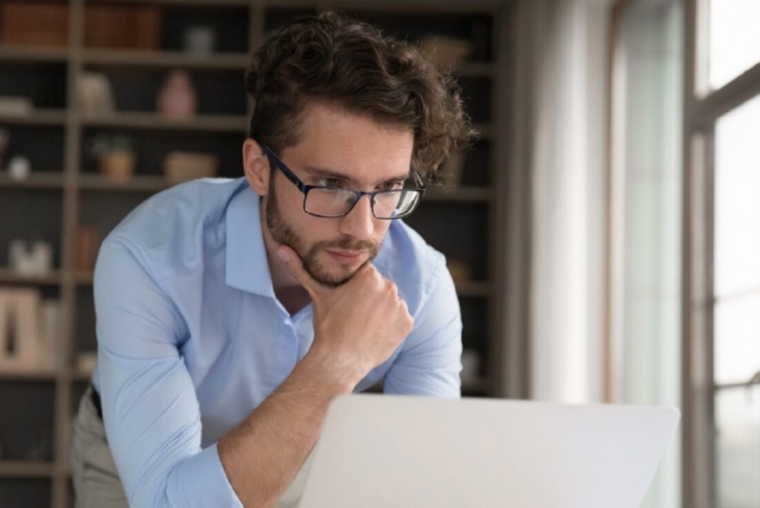 Focused,Work,And,Analysis.,Pensive,Millennial,Male,Freelancer,Office,Worker