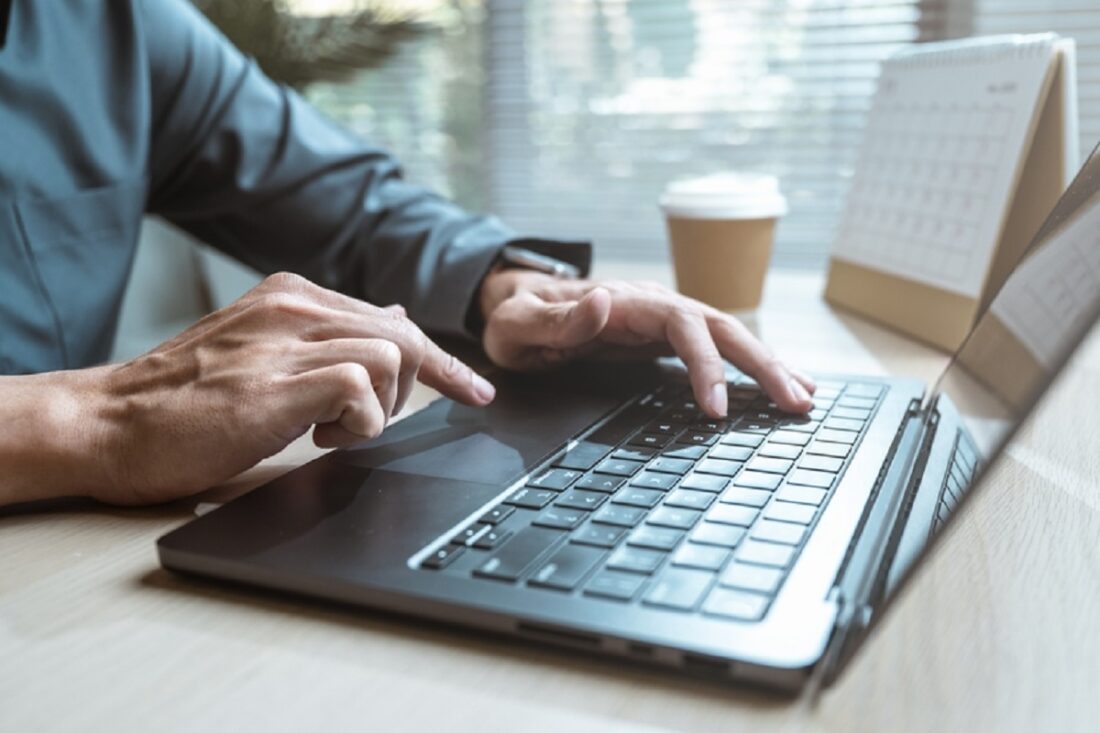 Businessperson,Hand,Using,Laptop.,Woman,Freelancer,Typing,Job,Search.,Freelance