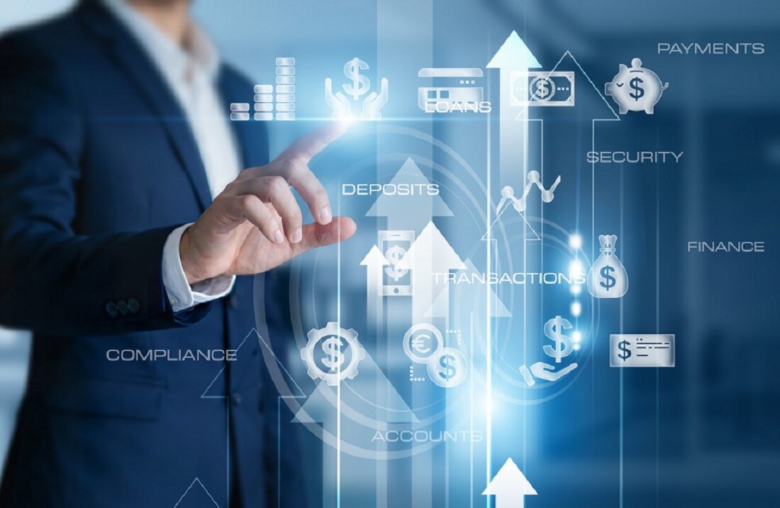 Bank,Officer,Touch,With,Banking,System,On,Structure,Financial,Service